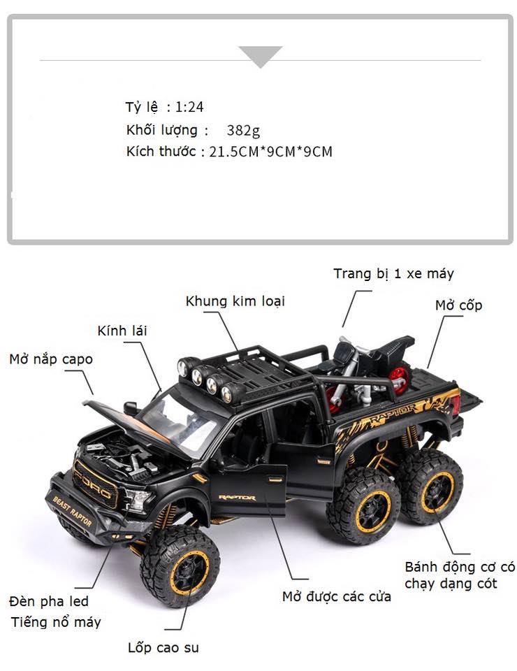 Mô hình Ford Beast Raptor 6x6 1:28
