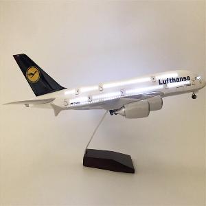 Mô Hình Máy Bay Lufthansa Airlines Airbus A380 47cm Có Đèn LED Bánh Xe - Mô Hình Hàng Không Cao Cấp